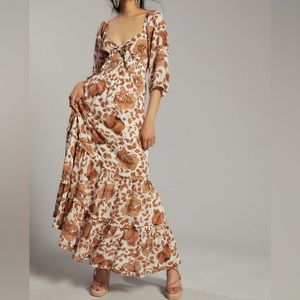 Anthropologie Tiered Floral Dress XS Petite
